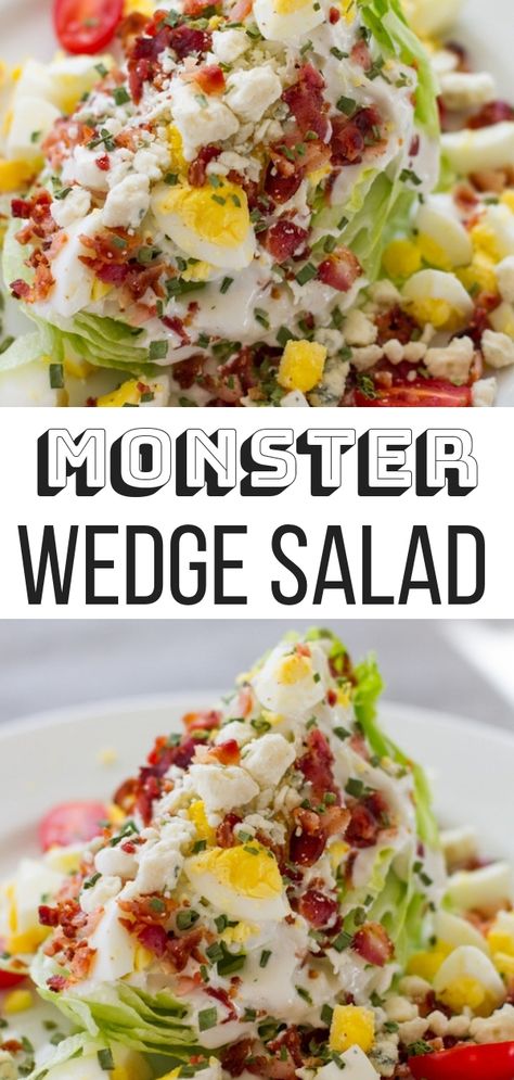 Keto Wedge Salad, Iceberg Wedge Salad Blue Cheese, Wedge Salad Dip, Wedge Salad For A Crowd, Blue Cheese Wedge Salad, Wedge Salad Recipe, Iceberg Wedge Salad, Iceberg Salad, Wedge Salad Recipes