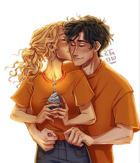 percabeth / percy jackson + annabeth chase fanart by @ritta1310 on instagram (linked) Happy Birthday Percy, Percy Jackson Birthday, Percabeth Fan Art, Percy Jackson Movie, Percy Jackson Annabeth Chase, Percy Jackson Comics, Preppy Inspiration, Percy And Annabeth, Wise Girl