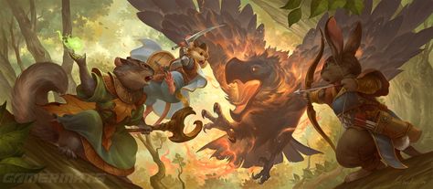 ArtStation - Forest fight Magic Bottles, Fantasy Battle, Draw On Photos, Comic Illustration, Medieval Fantasy, Children's Book Illustration, Creature Design, Book Illustration, Fantasy Creatures