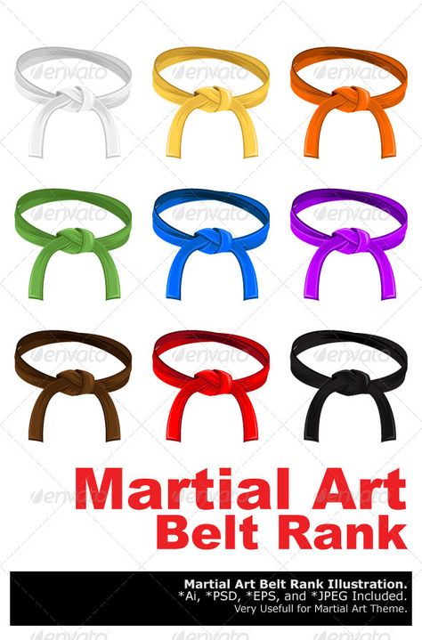 Martial Art Belt Rank System - Sports/Activity Conceptual Taekwondo Girl, Sport Vector, Martial Arts Belts, Tang Soo Do, Class Dojo, Harry Potter Classroom, Dead End, Green Belt, Martial Art