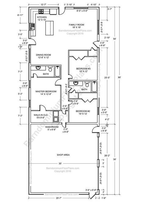 3 bed / 2 baths Loft Floor Plans, Metal House Plans, Metal Barn Homes, House Plan With Loft, Barndominium Plans, Farmhouse Flooring, Pole Barn House Plans, House Plans One Story, Barndominium Floor Plans