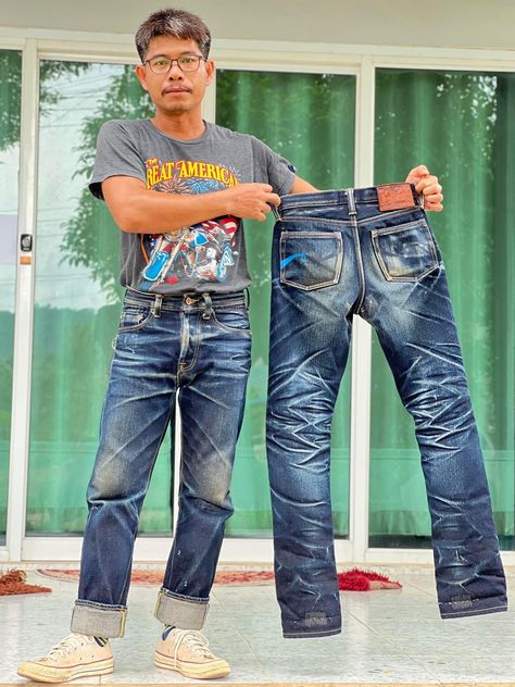 Iron Heart, Selvedge Denim, Raw Denim, Mens Jeans, Blue Jeans, That Look, My Style, Pants, Blue