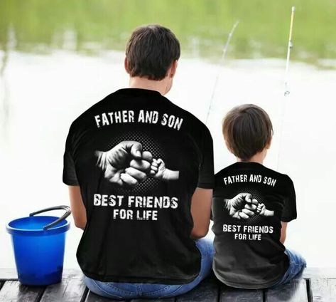 Best friends, father and son shirts Father And Son Shirts, Father Son Outfits, T Shirt Fabric, Dad And Son Shirts, Family Clothes, Kids Fashion Swag, Kaos Oblong, Father Son Shirts, Dad And Son