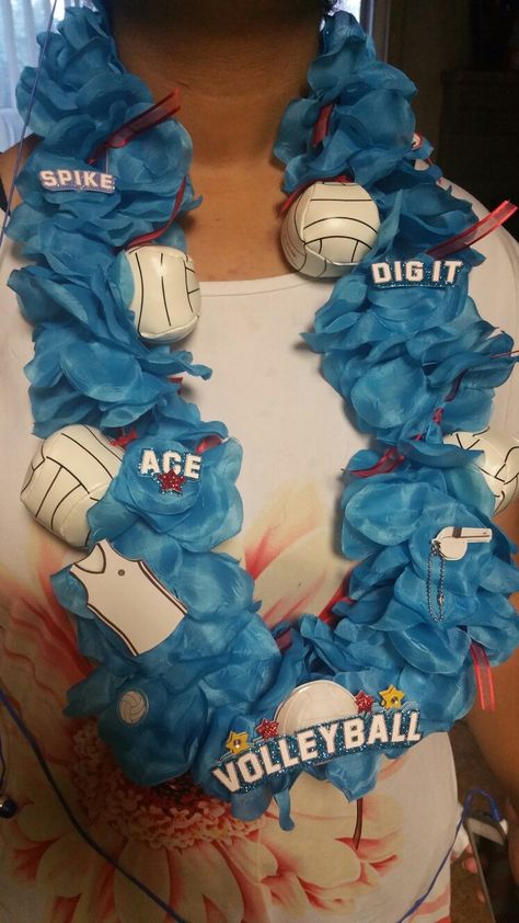 Senior Night Leis, End Of Season Volleyball Team Gifts, Volleyball Leis, Night Volleyball, Volleyball Logo, Volleyball Senior Night, Homecoming Floats, Volleyball Team Gifts, Graduation Sash