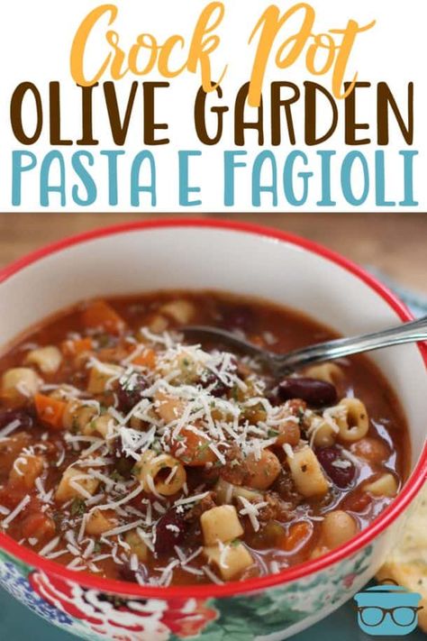 Olive Garden Pasta Fagioli, Olive Garden Pasta, Pasta Veggies, Garden Pasta, Pasta Fagioli Soup, Pasta E Fagioli Soup, Crockpot Pasta, Fagioli Soup, Olive Garden Recipes