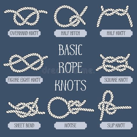 Rope Drawing, Nautical Terms, Sailing Knots, Camping Knots, Nautical Prints, Knot Tattoo, Nautical Knots, Overhand Knot, Sailor Knots