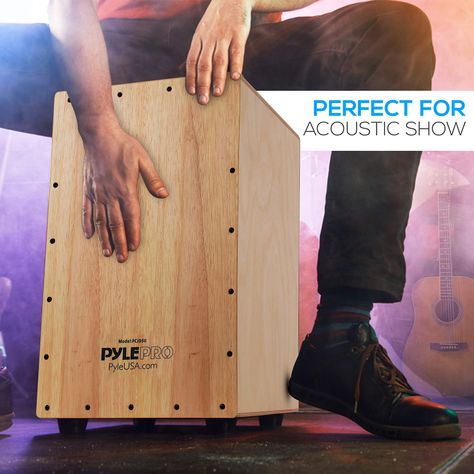 Pyle Acoustic Electronic Cajon Box Drum (PCJD50): Amazon.com.au: Musical Instruments Cajon Box Drum, Cajon Drum, Drum Box, Hand Percussion, 9 Volt Battery, Hand Drum, Wooden Design, Percussion Instruments, Wooden Hand