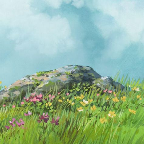 Animation Scenery Illustrations, Ghibli Landscapes, Ghibli Gouache, Ghibli Nature, Ghibli Scenes, 2d Background, Studio Ghibli Background, Ghibli Artwork, Howl's Moving Castle