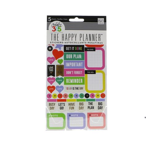 Nothing is easier than customizing your planner with stickers! These Happy Planner Stickers great for keeping you motivated. They come in a variety of themes, including stickers for fitness, daily reminders, cooking and more, each with 5 sheets of stickers! Happy Planner Teacher, Create 365 Happy Planner, Happy Planner Accessories, Recollections Planner, Gold Foil Design, Reminder Stickers, Planner Dividers, View Quotes, Dot Grid Notebook