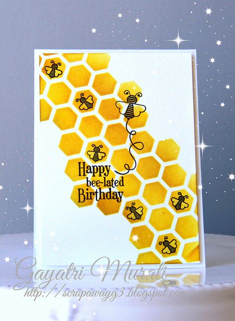 Happy Bee-lated Birthday! Belated Birthday Wishes, Happy Birthday Design, Belated Birthday Card, Bday Cards, Bee Cards, Card Sentiments, Belated Birthday, Birthday Cards Diy, Card Making Inspiration