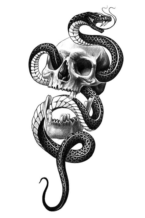 Tattoo Cobra, No Tattoos, Ma Tattoo, Skull Hand Tattoo, Sketch Style Tattoos, Snake Tattoos, Cool Tattoo Drawings, Snake Wallpaper, Armband Tattoos