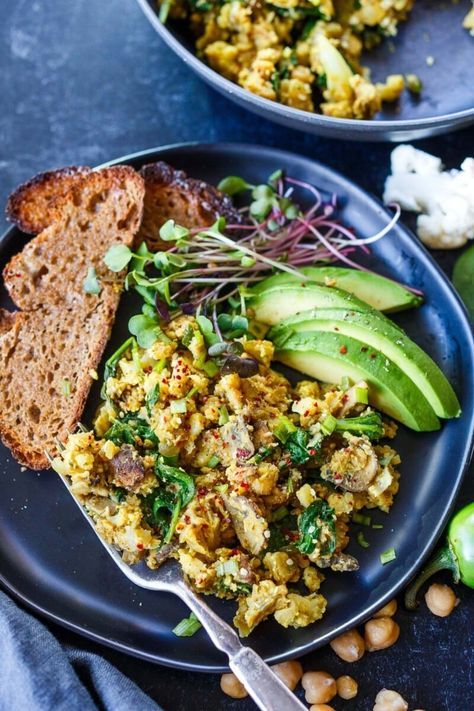 Chickpea Scramble (Vegan Scrambled Eggs) | Feasting At Home Moroccan Eggs, Tofu Chickpea, Vegan Scrambled Eggs, Chickpea Scramble, Salty Recipes, Veg Meals, Rich Breakfast, Protein Rich Breakfast, Vegetarian Mains