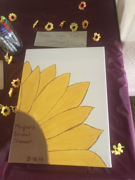 Sunflower Wedding Shower Decorations, Sunflower Guest Book Ideas, Sunflower Bridal Shower Ideas, Sunflower Guest Book, Guest Book Ideas, Sunflower Bridal Shower, Wedding Shower Decorations, Guest Signing, Sunflower Wedding