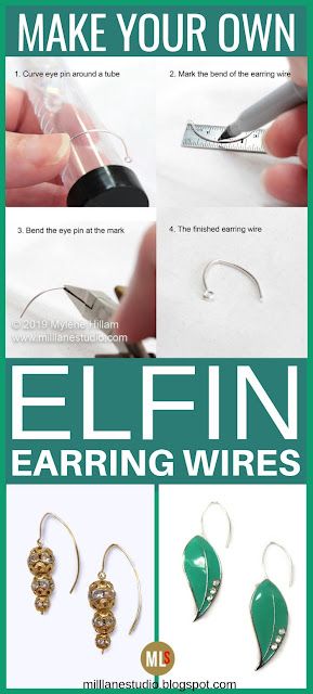 If you're tired of regular earring hooks, why not make your own using an eye pin as the base. This tutorial shows you how easy it is to make your own elfin earring wire jewellery findings. It's a great hack to use when you've run out of earring hooks. #MillLaneStudio #jewelryfindingsmakeyourown #diyearringhooks #howtomakeelfinearringwires #jewelrytutorial #jewelrymakingtechnique Wire Earrings Diy, Jewellery Findings, Diy Wire Earrings, Ruby Earrings Studs, Wire Jewellery, Wire Jewelry Tutorial, Earring Wire, Earring Wires, Diy Wire Jewelry