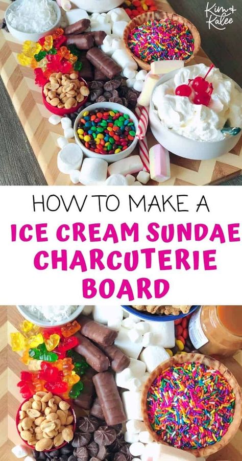 Charcuterie Ice Cream Board, Ice Cream Topping Charcuterie Board, Ice Cream Sundae Board, Ice Cream Sunday Ideas, Ice Cream Sundae Party Ideas, Sunday Bar Ideas Ice Cream, Sundae Charcuterie Board, Ice Cream Charcuterie Board, Birthday Dessert Charcuterie Board