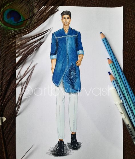 Sherwani Illustration, Male Illustration Fashion, Kurta Illustration, Crockey Illustration, Fusion Clothes, Symmetrical Pictures, Mens Illustration, Kurta Fashion, Bride Fashion Illustration