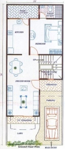 20 X 40 Floor Plans, 20 X 50 House Plans, 20x50 House Plans, North Facing House, 20x40 House Plans, Duplex Floor Plans, 2bhk House Plan, Interior Floor Plan, Small Floor Plans