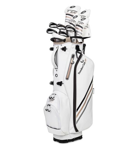 A GOURGEOUS set of right handed women's golf clubs. Hit the links in style with this set ladies, AND shave a few strokes off of your game in the meantime. Golf Club Sets, Womens Golf, Golf Set, Perfect Golf, Women Golfers, Lightweight Bag, Latest Games, Beverage Cooler, Golf Accessories