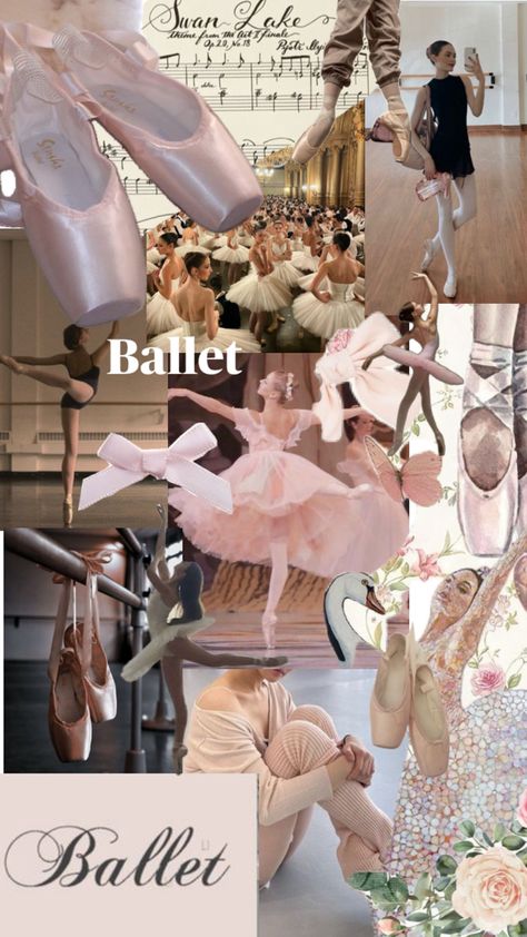 Ballet Shoes Wallpaper, Ballet Collage Wallpaper, Cute Dance Wallpapers, Dance Collage Wallpaper, Dance Aesthetic Ballet, Ballet Aesthetic Wallpaper, Home Ballet Studio, Ballet Collage, Ballerina Wallpaper