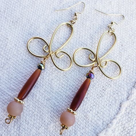 Simple Bead Earrings, Diy Jewelry Earrings, Faceted Glass, Bones, Wire Wrapping, Beaded Earrings, Diy Jewelry, Jewelry Crafts, Brass