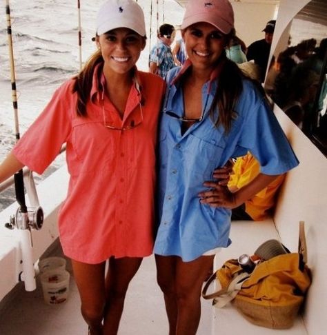 Columbia Sports Wear - Without proper gear, other fishermen will laugh at you. These ladies show one of the more popular brands worn by fisherman; Columbia PFG. Jcrew Summer, Boat Outfit, Polo Hat, Trip Outfit, Columbia Shirt, Phi Mu, Sweet Summertime, Gulf Shores, Summer 3