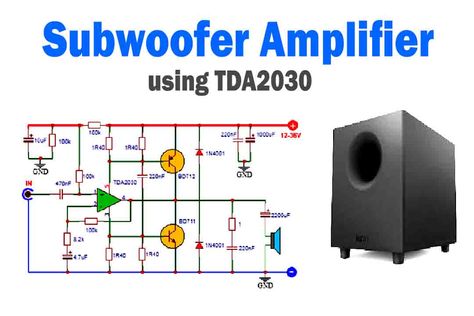 Subwoofer Amplifier Circuit Diagram, Amplifier Circuit Diagram, Diy Subwoofer, Electronics Projects For Beginners, Basic Electronic Circuits, Mini Amplifier, Subwoofer Box Design, Circuit Board Design, Diy Amplifier