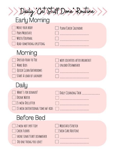 The printable combines the best of many different home routine while allowing space for you to add your own items. I love a good daily rhythm and I hope you enjoy this printable as much as I do. I always feel so accomplished when I check every box by the end of the night! Self Care Apps, Daily Rhythm, Home Routine, Get Stuff Done, Routine Planner, Todo List, Cleaners Homemade, Move Your Body, Self Care Activities