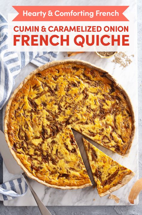 Cumin and Caramelized Onion Quiche Recipe Carmelized Onion Tart Recipe, Onion Gruyere Quiche, Cheese And Onion Quiche, Caramelised Onion Quiche, Onion Quiche Caramelized, Caramelized Onion Quiche, Savory Quiche, Onion Quiche, Healthy Breakfast Choices