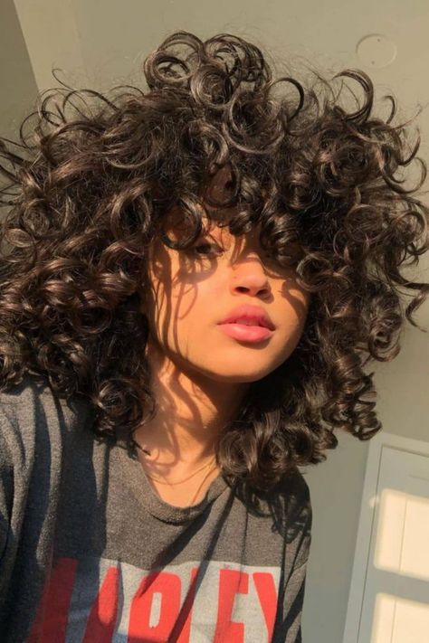 Wolf Cut Curly Hair, Cut Curly Hair, Natural Curly Hair Cuts, Haircuts For Curly Hair, Hairdos For Curly Hair, Wolf Cut, Curly Hair Inspiration, Curly Girl Hairstyles, Hair Color And Cut