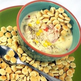 Inspired By eRecipeCards: Rotisserie Chicken Corn Chowder Chicken Corn Chowder, Chicken Corn, Chowder Soup, Rotisserie Chicken Recipes, Savory Soups, Corn Chowder, Bowl Of Soup, Soup And Sandwich, Delicious Soup