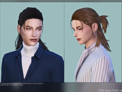 Sims 4 — Male Hair G58 by Daisy-Sims — men's ponytail, half updo 21 colors hat compatible all LODs 13k poly at LOD0 HQ Sims 4 Cc Male Long Hair Ponytail, Sims 4 Cc Half Up Half Down Hair Male, Male Ponytail Sims 4 Cc, Sims 4 Male Hair Ponytail, Sims Cc Ponytail, The Sims 4 Cc Long Hair Male, The Sims 4 Cc Hair Men Long, Sims 4 Cc Mullet Hair, Sims 4 Male Ponytail