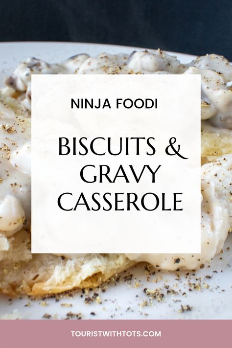 Make this super simple biscuits and gravy casserole in minutes in your Ninja Foodi Ninja Foodi Breakfast, Recipe For Biscuits And Gravy, Recipe For Biscuits, Simple Biscuits, Gravy Casserole, Sunrise Breakfast, Sausage Gravy And Biscuits, Biscuits And Gravy Casserole, Biscuits Casserole