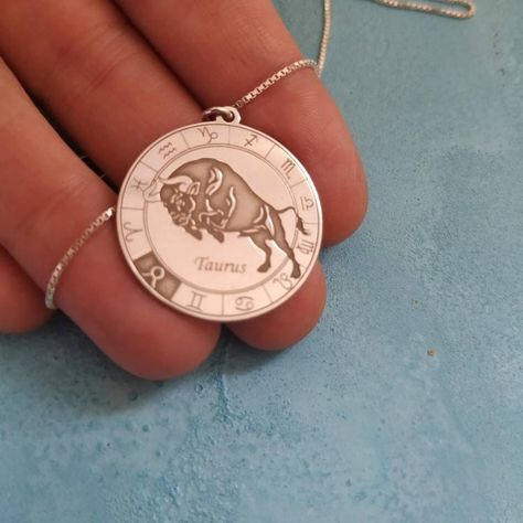 Taurus Jewelry, Taurus Pendant, Taurus Necklace, Virgo Necklace, Sunshine Necklace, Handwriting Necklace, Zodiac Pendant Necklace, Taurus Sign, Hamsa Pendant