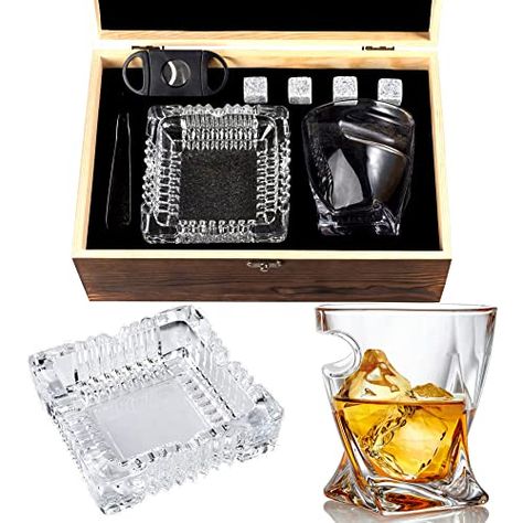 Whiskey Glass Gift Set - Bourbon Whiskey Stones Gift Set - Rocks Whisky Chilling Stones - Scotch Glassess Gift in Wooden Box - Wisky Stones Set - Burbon Gifts for Men Dad for Birthday Fathers Day Whiskey Gift Set, Bourbon Gifts, Whiskey Stones, Beautiful Wooden Boxes, Whiskey Gifts, Natural Granite, Whisky Glass, Whisky Glasses, Whiskey Glass