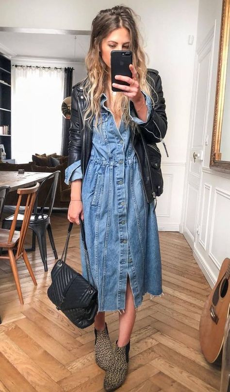 Denim Dress Outfit, Comfortable Winter Outfits, Comfy Outfits Winter, Early Fall Outfits, Shirt Dress Outfit, Mode Casual, Yoga Photography, Early Fall Outfit, Cute Fall Outfits