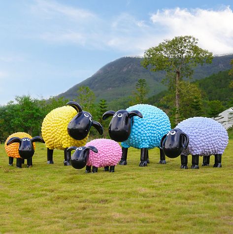 Outdoor Art Diy, Sheep Planter, Black Faced Sheep, Red Rose Flower, Fun Fun, Flower Lights, Solar Garden, Garden Pool, Solar Lights Garden