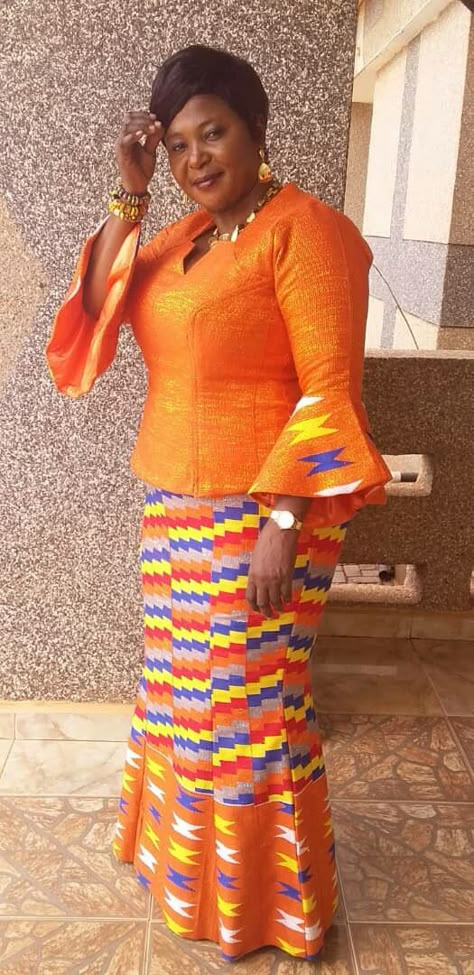 Modest Kente Styles, African Dresses For Older Women, African Kente Styles, Northern Kente Dress Styles Classy, Kaba Styles For Older Women, Kente Straight Dress Styles, Kente Styles For Older Women, Kitenge Designs For Older Women, African Print Pants