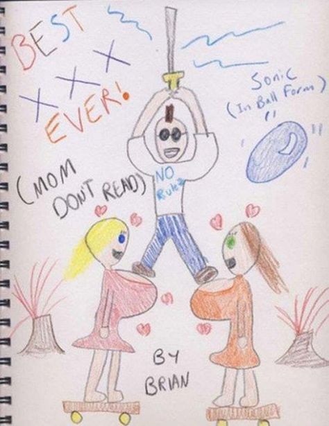 Funny Kid Drawings, Kid Drawings, Funny Stories For Kids, Writing Humor, Funny Relationship Memes, Funny Jokes For Kids, Childrens Drawings, Funny Quotes For Teens, Funny Tumblr Posts