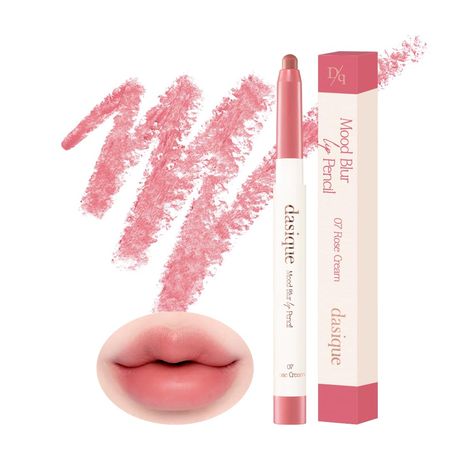 Dasique Mood Blur Lip Pencil | A smooth creamy texture with hydration | Multipurpose for cheeks | Vegan (07 Rose Cream) Korean Cosmetics Skin Care, Pencil Texture, Korean Beauty Tips, Korean Lips, Lipstick Pencil, Makeup List, Tint Lipstick, Concealer Palette, Rose Cream