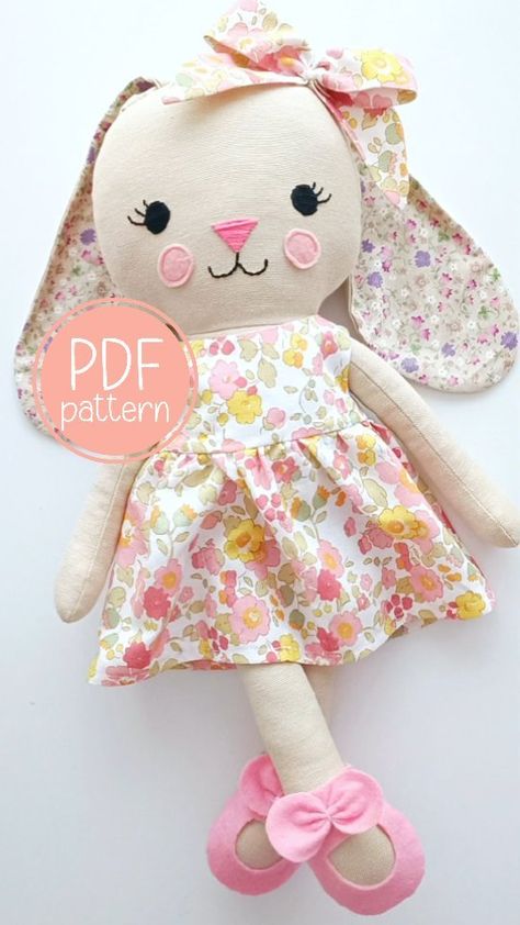 Sabina Bürgermayer | Make sweet Bunny doll with me 🌸💕🐰 PDF pattern AVAILABLE NOW! WHAT DO YOU GET? • 17,7"/45cm Bunny doll PDF pattern with 3 different eye… | Instagram Easy Cloth Doll Patterns Free, Free Rag Doll Patterns To Sew, Rag Doll Dress Pattern Free, Stuffed Doll Pattern, Diy Rag Doll Pattern Free, Homemade Dolls Easy, Make A Doll, Pdf Patterns Sewing Free, Bunny Pattern Sewing Free