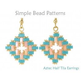 Half Tila Beaded Earrings Jewelry Making Pattern Simple Bead Patterns Tila Bead Bracelets Tutorials Free Pattern, Half Tila Earrings, Tila Jewelry, Tila Earrings, Bracelet Tila, Jewelry Making Patterns, Tila Beads, Earrings Patterns, Pattern Simple