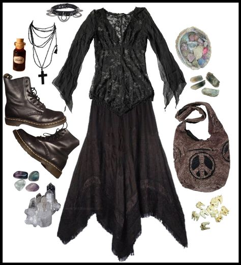 Goth Witch Outfits, Outfits Whimsigoth, Darkly Inclined, Witch Outfits, Black Celebration, Hippie Goth, Unorganized Idea, Retro Outfit, Goth Witch