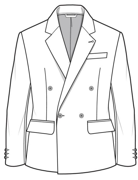 Blazer CAD/FLAT ready for detail and design for the AW16 Blazer Illustration, Coat Flat Sketch, Coat Technical Drawing, Blazer Technical Drawing, Blazer Flat Sketch, Coat Drawing, Fashion Design Drawing, Flat Drawings, Fashion Illustration Collage