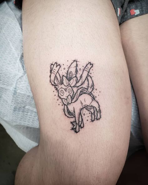 Pixel Pokemon Tattoo, Sylveon Tattoo Black And White, Arceus Tattoo, Matching Pokémon Tattoos, Sylveon Tattoo Ideas, Leshy Tattoo, Leafeon Tattoo, Espeon Tattoo, Umbreon Tattoo