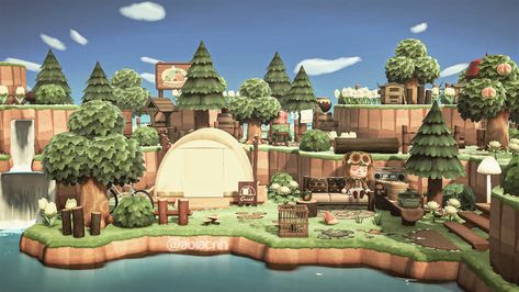 this is a campsite design inspired by forestcore and cottagecore designs, lotr the shire vibes Cottagecore Animals, Cottagecore Ideas, Cottagecore Animal Crossing, Acnh Cottagecore, Animal Crossing 3ds, Animals Crossing, Ac New Leaf, Forest Core, Animal Crossing Guide