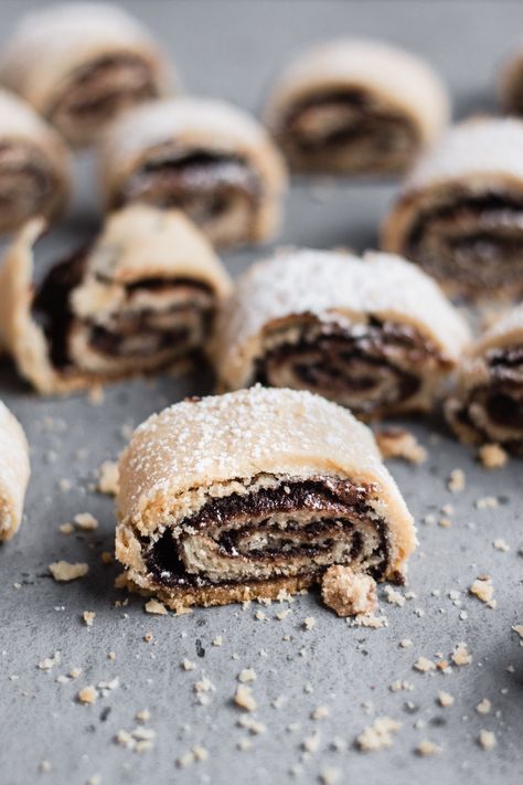 Chocolate Rolled Cookies Short Dough Recipe, Rolled Cookies, Chocolate Rugelach, Drop Sugar Cookies, Chocolate Recipes Easy, Bigger Bolder Baking, Chocolate Roll, Dough Recipes, Nutella Cookies