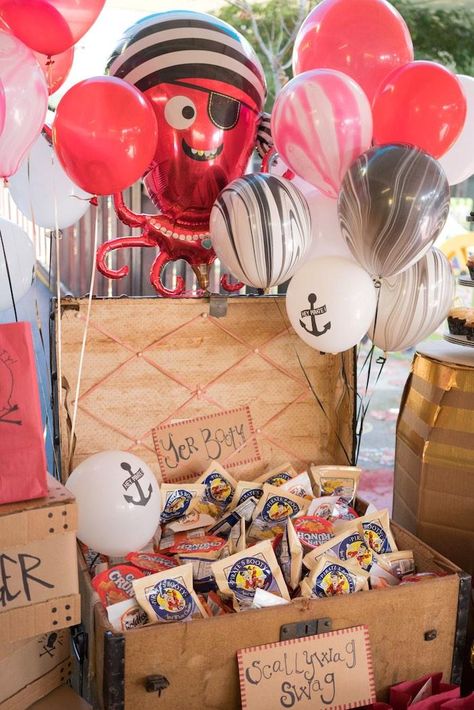 Pirates Life Three Birthday Party – More Ideas Added! Three Birthday Party, Kids Pirate Party, Adventure Birthday Party, Mermaid Pirate Party, Three Birthday, Pirate Themed Birthday Party, Pirate Themed Birthday, Pirate Theme Party, Third Birthday Party