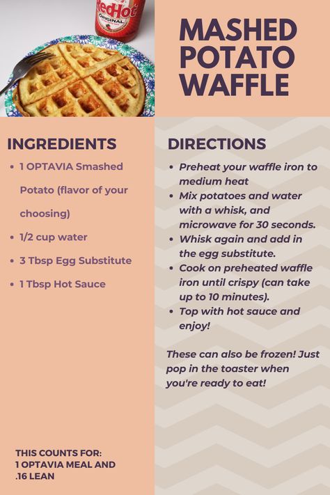 OPTAVIA Potato Waffle Optivia Waffle Hacks, Waffling Optavia, Optavia Potato Hack, Optavia Potato Waffle, Optavia Waffle Hack, Optavia Potato Fueling Hacks, Optavia Shake Hacks Waffle, Optavia Waffle Fueling Hacks, Optavia Waffle