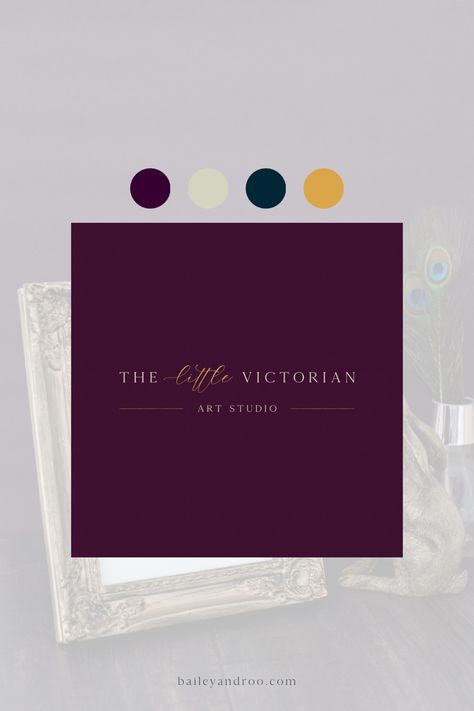 Brand identity design by Bailey & Roo. Luxury art studio logo design. Purple amethyst victorian inspired brand colour palette. Opulent brand colors and branding design. Regal Colour Palette, Luxury Purple Color Palette, Luxury Logo Color Palette, Luxury Color Palette Branding Purple, Purple Brand Palette, Luxury Art Studio, Luxury Branding Color Palette, Luxury Colour Palette Branding, Violet Branding