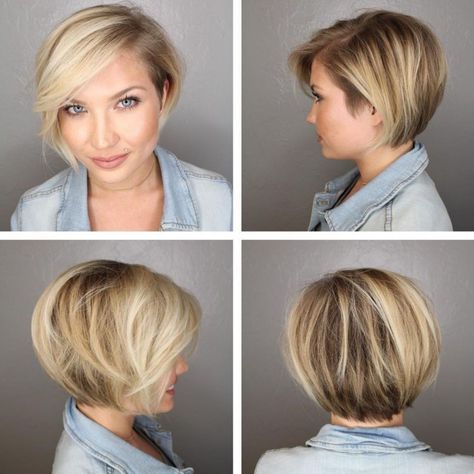 Short Bob Hairstyle For Round Faces Bob Hairstyles For Round Face, Short Hair Cuts For Round Faces, Layered Haircuts For Women, Short Blonde Bobs, Short Bobs, Layered Bob Short, Bob Hairstyles For Thick, Short Layered, Bob Hairstyles For Fine Hair